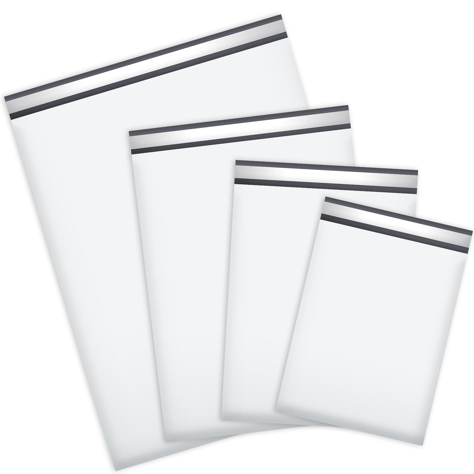 UCGOU 100 White Poly Mailers Variety Pack: 10×13, 12×15.5, 14.5×19, 19×24