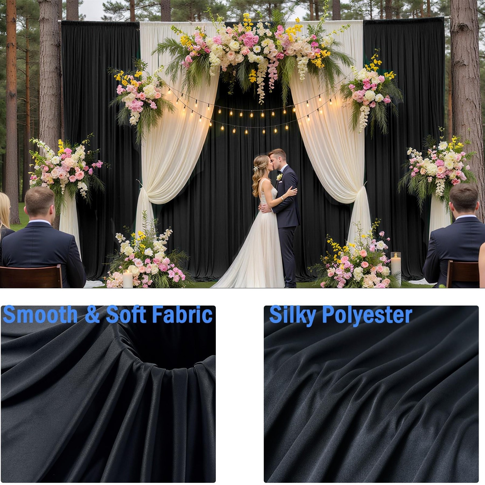 12ft x 10ft Black Backdrop Curtains for Parties, Wrinkle Free 2 Panels Photo …