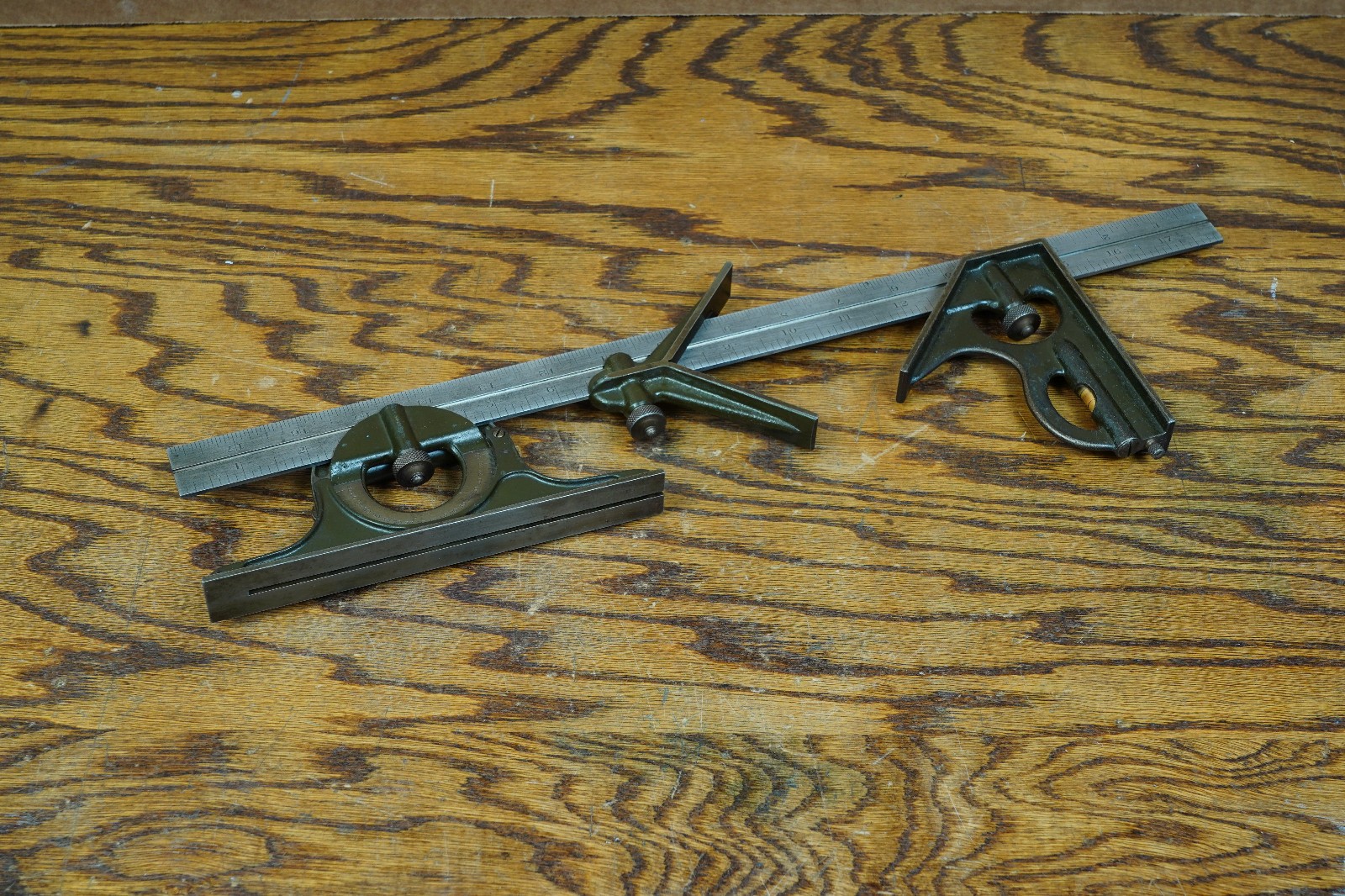 Early Lufkin 18” Rule w/ Combination Square / Protractor / Center Finder Head