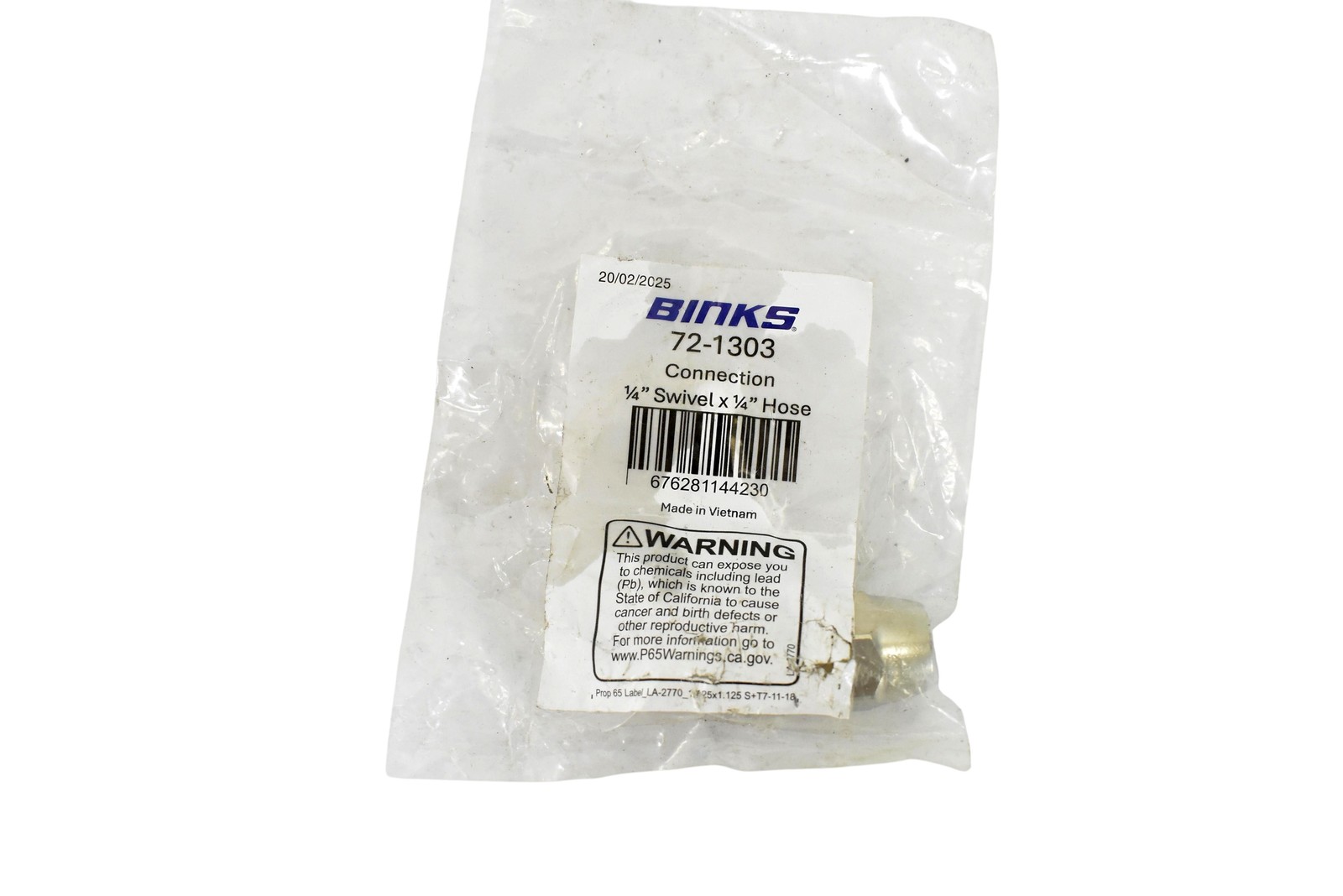 Binks 72-1303 1/4″ Swivel X 1/4″ Hose Metal Connection Fitting New Vietnam
