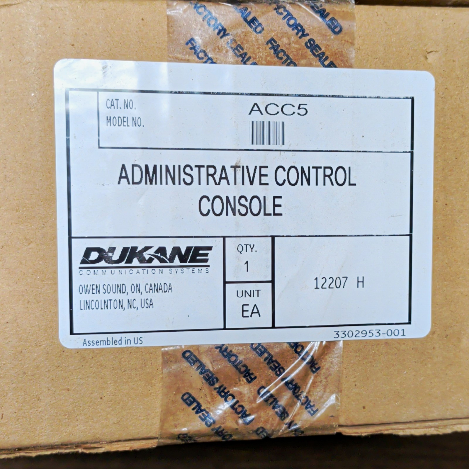Dukane ACC5 Administrative Control Console Nurse Call Equipment Medical Lab NIB!