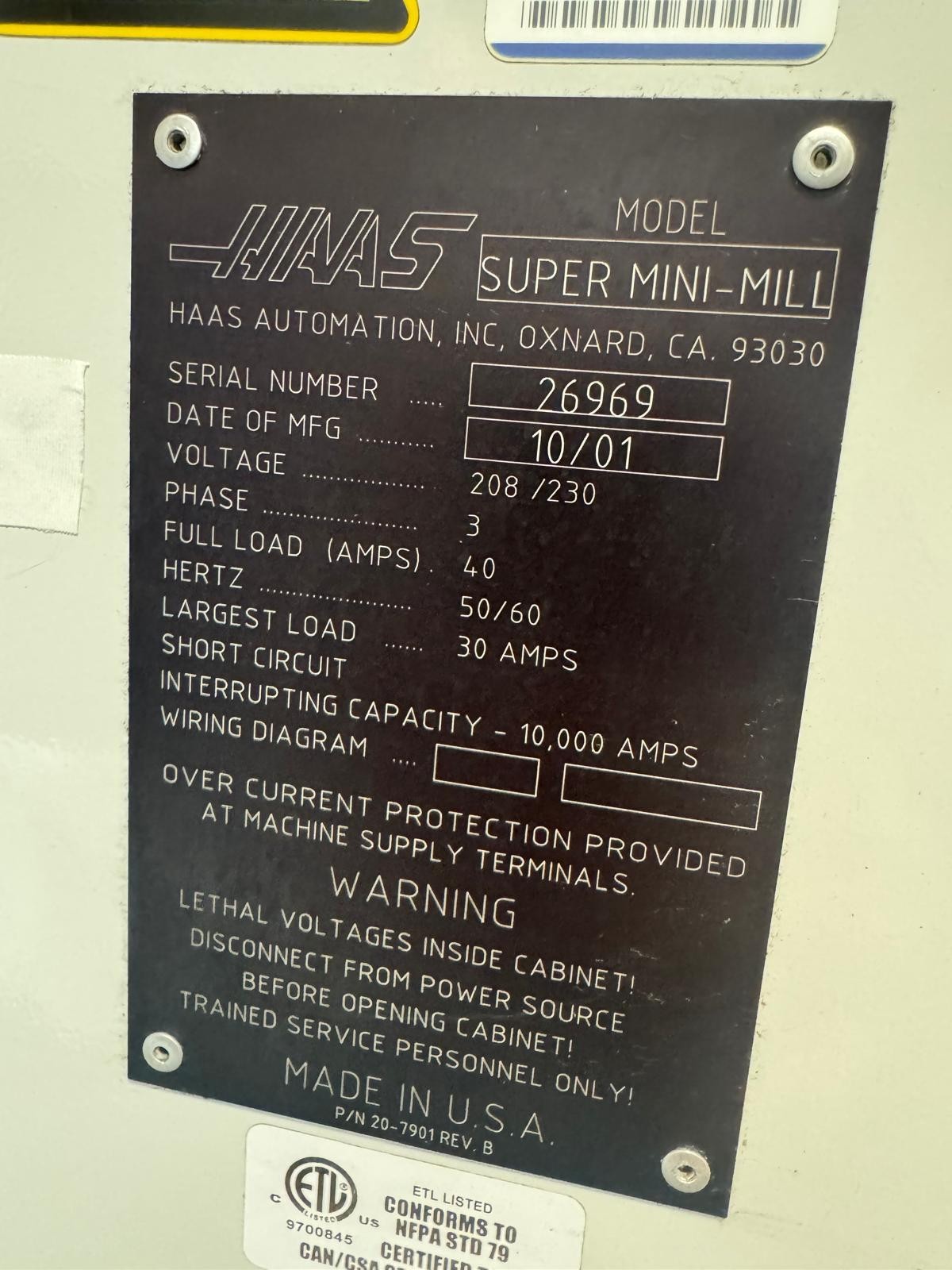 HAAS Super MINI MILL CNC Vertical Machining Center VMC 2001