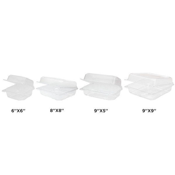 Karat 6»x6» PET Plastic Hinged Containers – 500 pcs, FP-HC66PET-1C