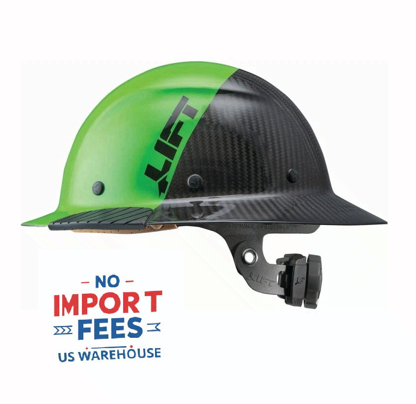 Lift Safety Dax 50/50 Carbon Fiber Full Brim Hard Hat Green-Black HDF50C-20GC