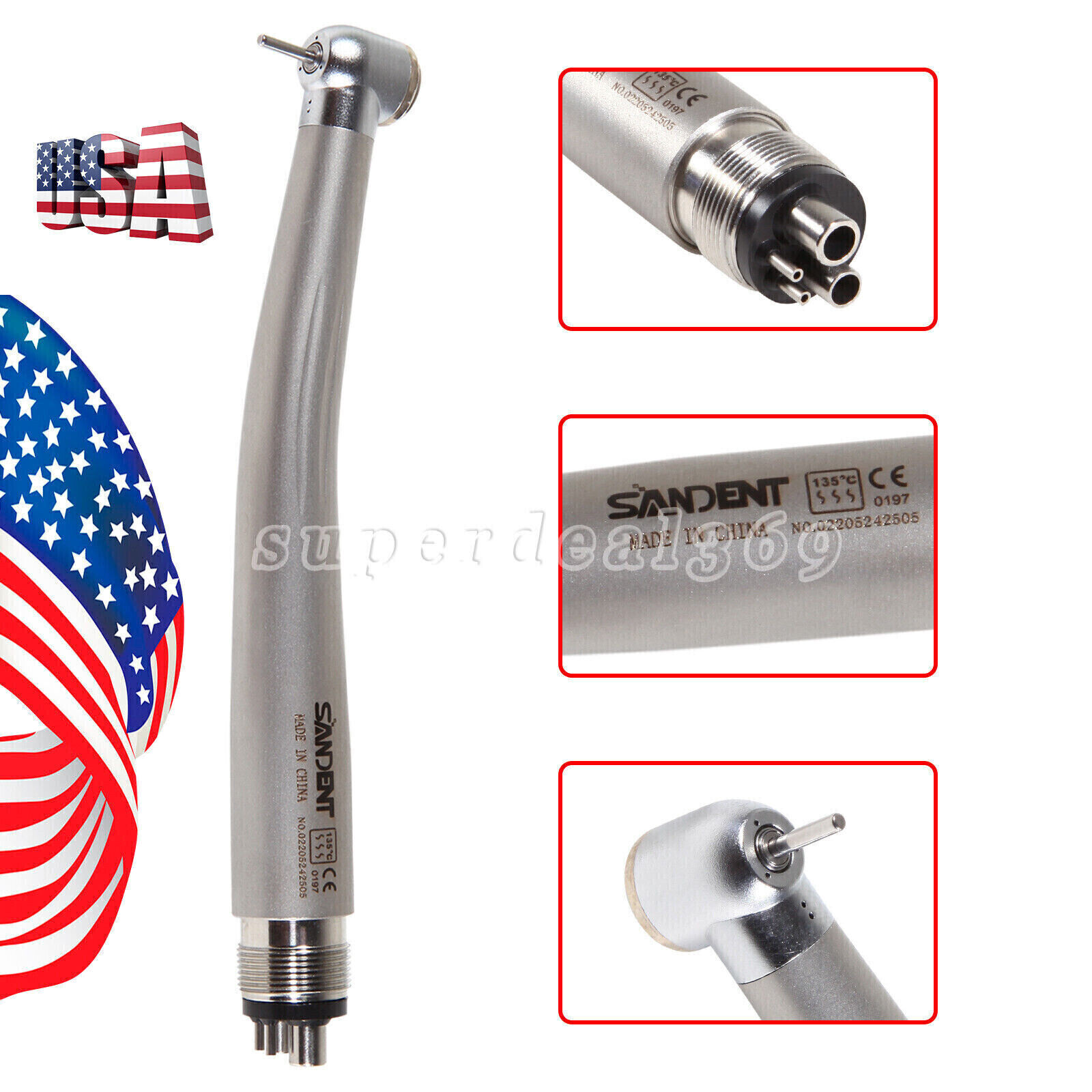 SANDENT NSK Style Dental High Speed Handpiece Push Button Turbine 2Hole 4Hole