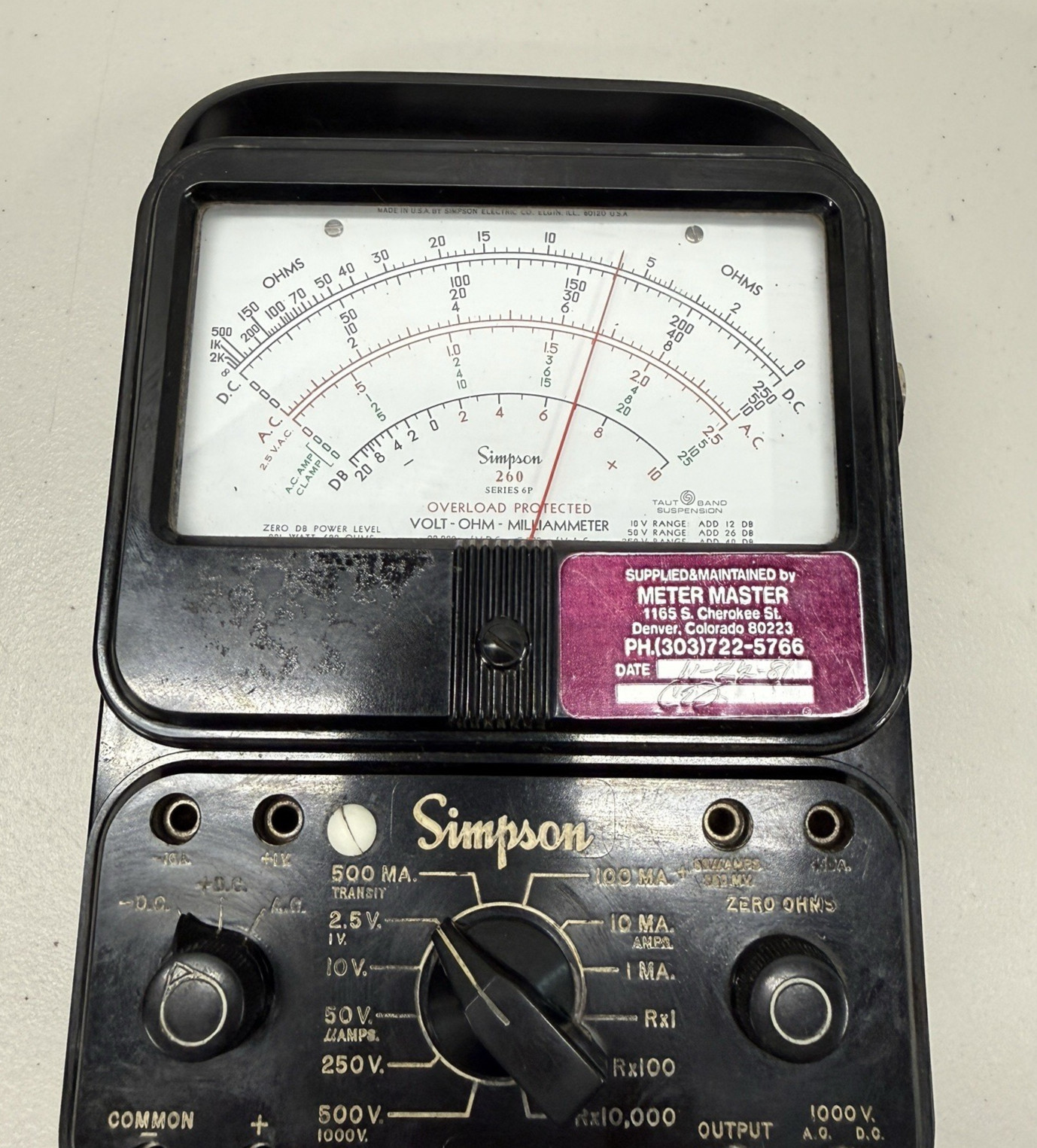 VINTAGE SIMPSON 260 6P MULTIMETER WITH CASE PROBES & MANUAL