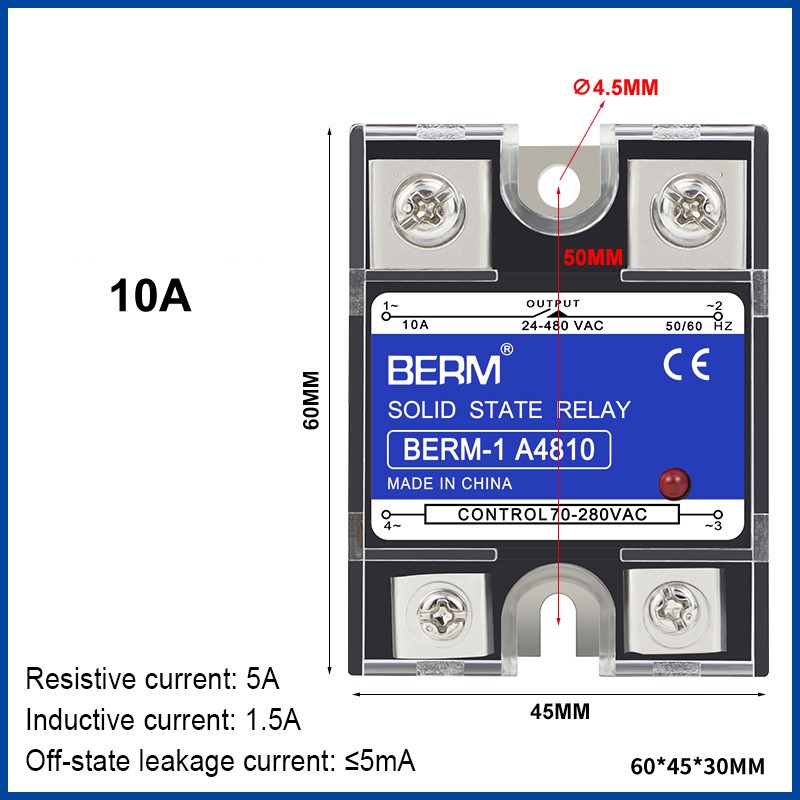 SSR-10/25/40/60/80/100AA Single Phase Solid State Relay Module SSR AC to AC