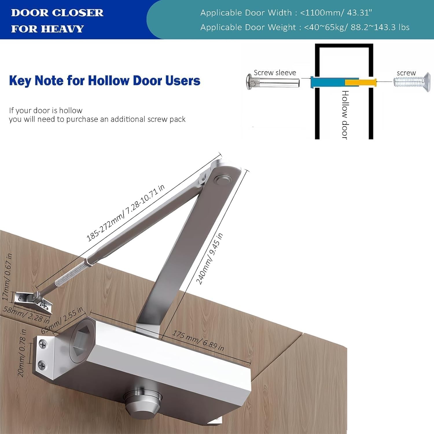 Heavy Duty Automatic Door Closer, Self Closing Hydraulic Door Closer, Soft Close