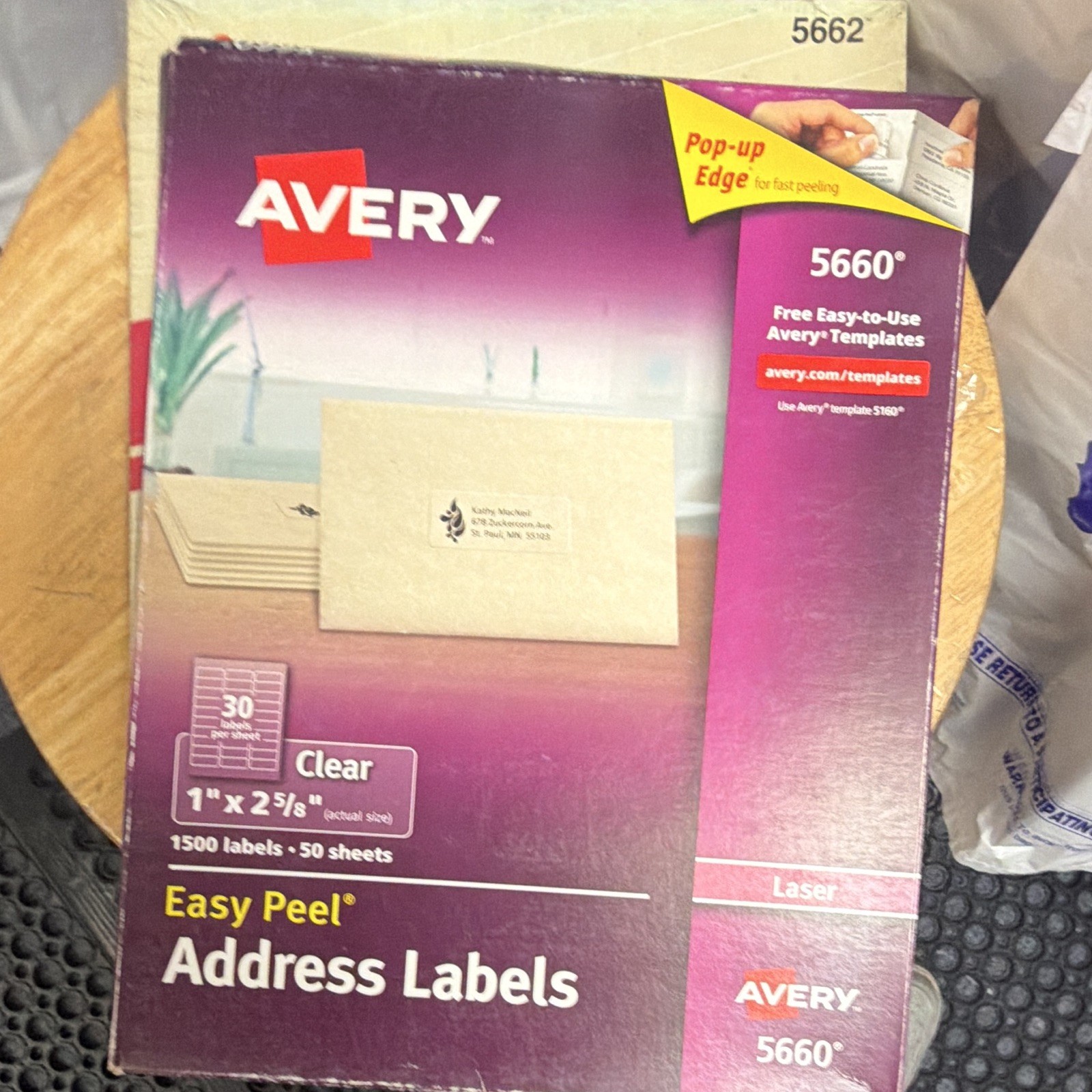 Avery 5660 Easy Peel Clear Address Labels 1″ x 2-5/8″ for Laser Printers