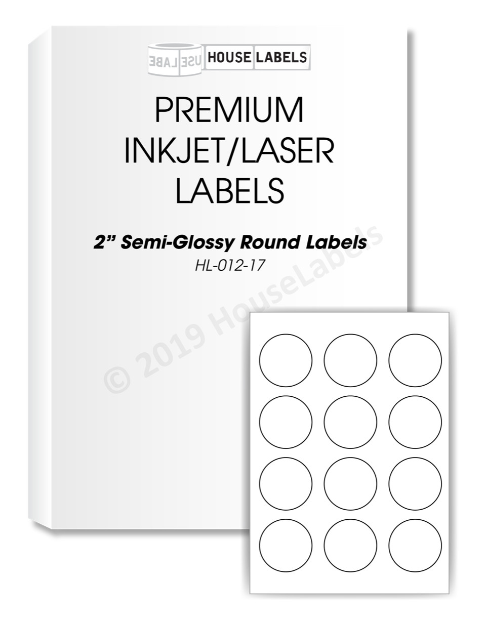 600 labels (50 sheets) 2” inch Circle Round White Glossy Finish