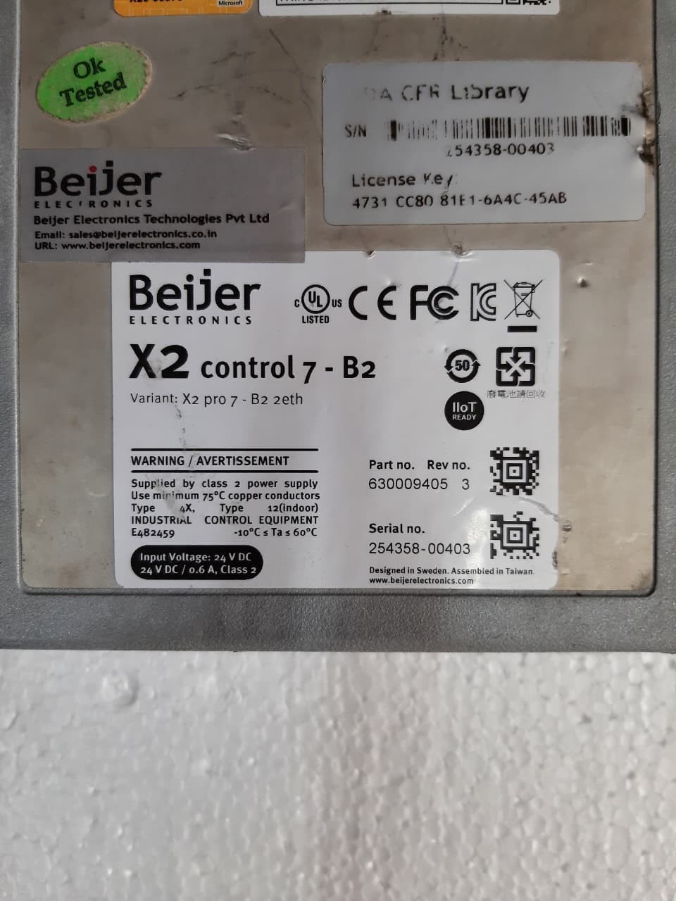 BEIJER ELECTRONICS X2 PRO 7-B2 OPERATOR TOUCH SCREEN HMI PANEL 630009405 REV.3