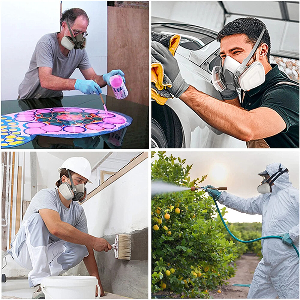 Half/Full Face Mask With Goggles Filter Anti-Dust/Gas Respirator 6200 Reusable