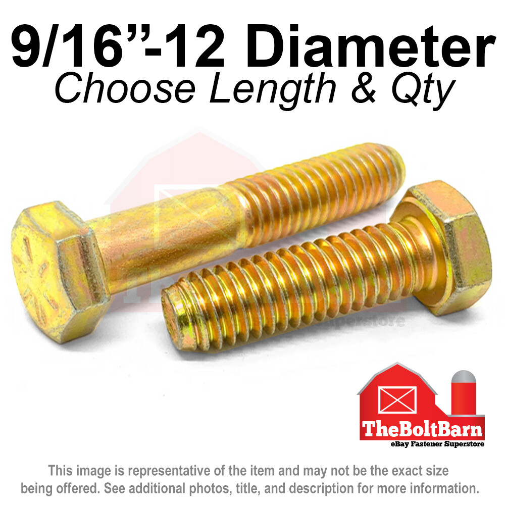 9/16″-12 Grade 8 Hex Cap Screws COARSE Thread USS Hex Bolts (Pick Length & Qty)