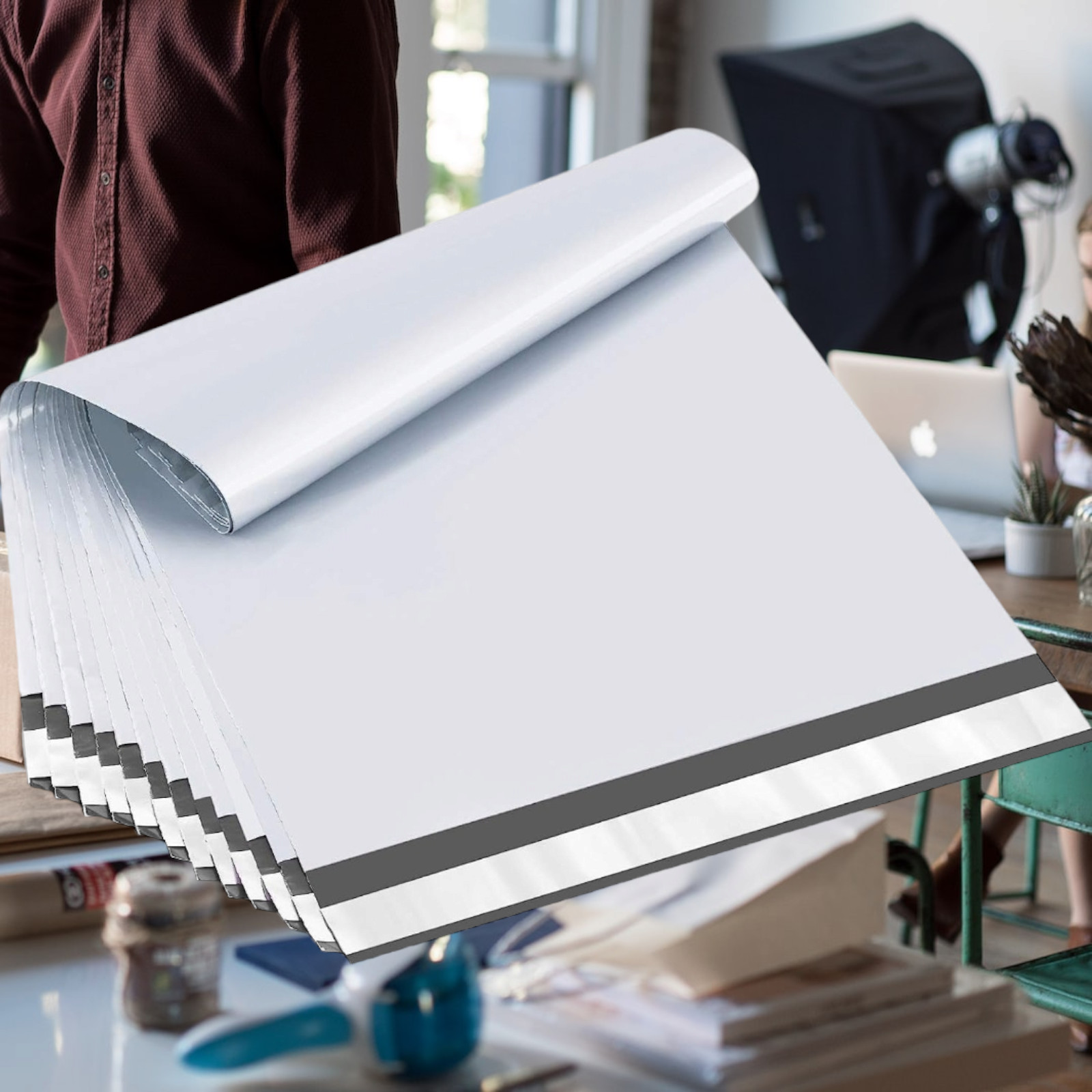 Poly Mailers 12X15.5 Plastic Envelopes Shipping Bags 2.5 Mil White Premium