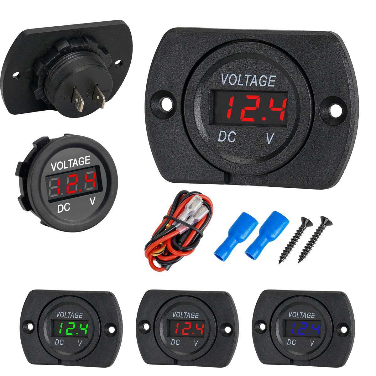 DC12V-24V Car Panel LED Digital Display Voltmeter Voltage Meter Battery Gauge