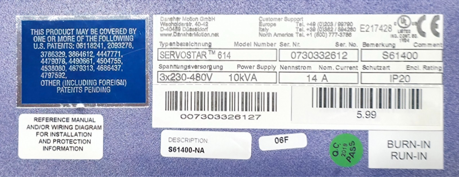 Kollmorgen Servostar 614 Servo Drive (Danaher Motion)