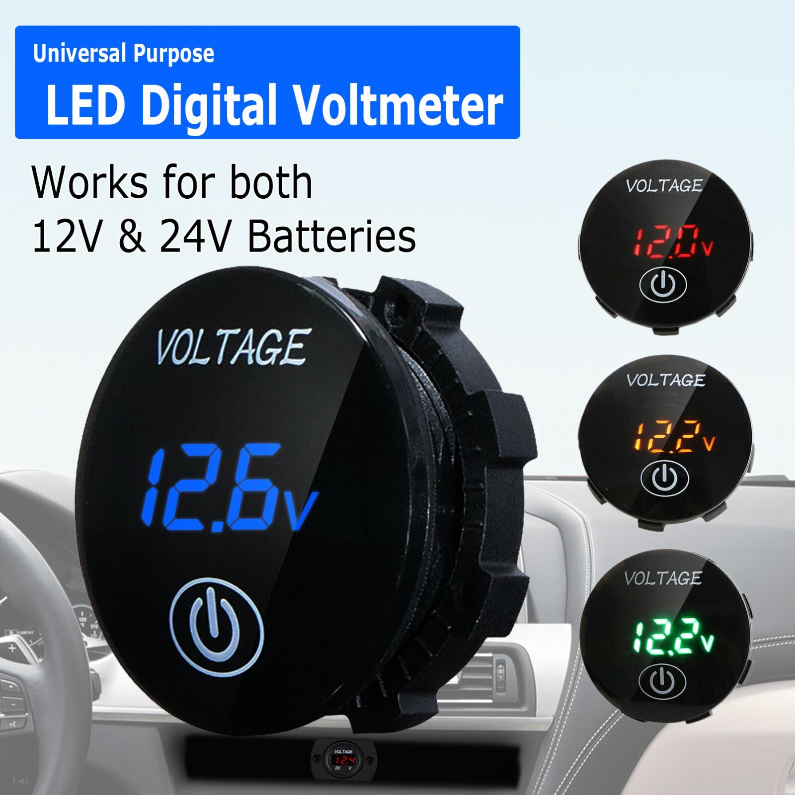 DC 12V-24V LED Panel Digital Voltage Volt Meter Display Voltmeter Motorcycle Car