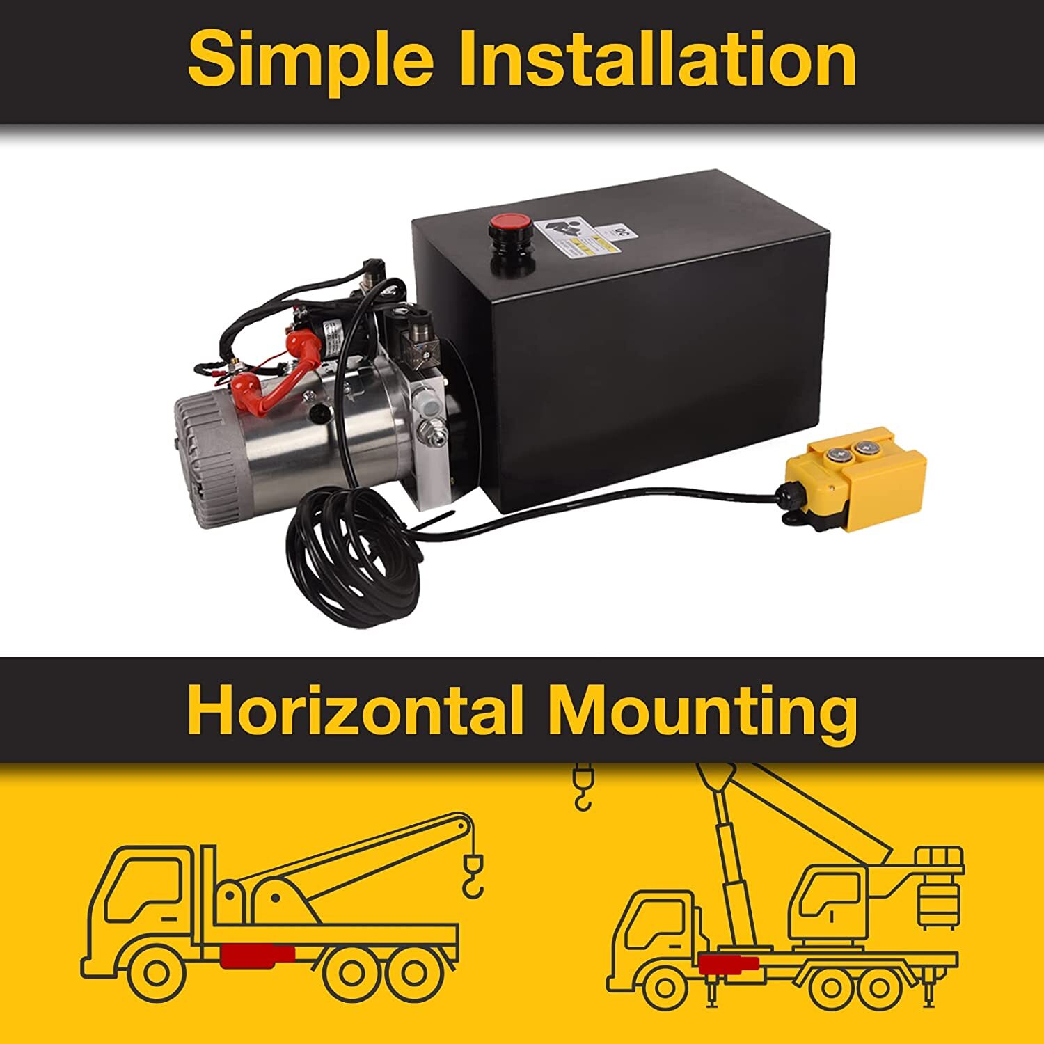 15 Quart Hydraulic Pump DC 12V Single Acting Dump Trailer Lifting Power Unit