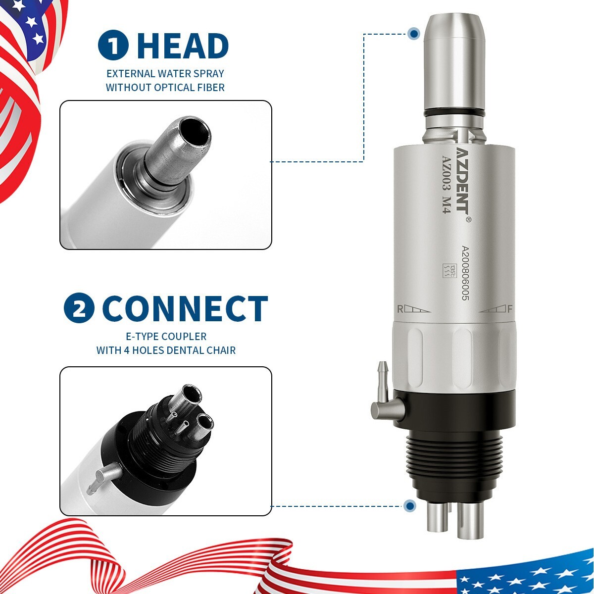 NSK Pana Max Style Dental LED High Low Speed Handpiece Kit Contra Angle 2/4Hole