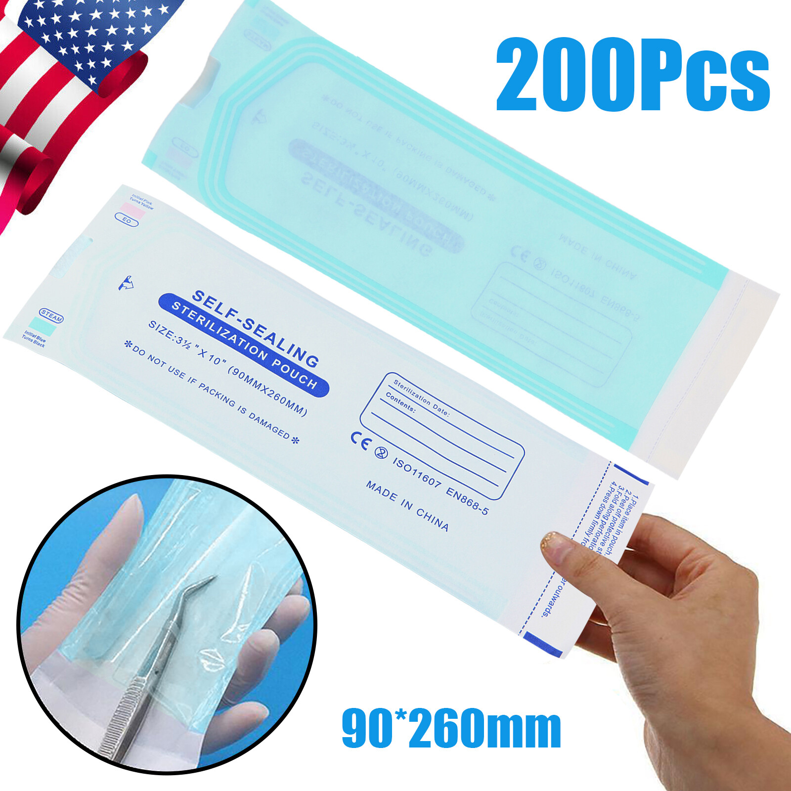 Up to 7000 Sterilization Pouches 3.5 «x 10 » Dental Medical Self Seal Pouch Bags
