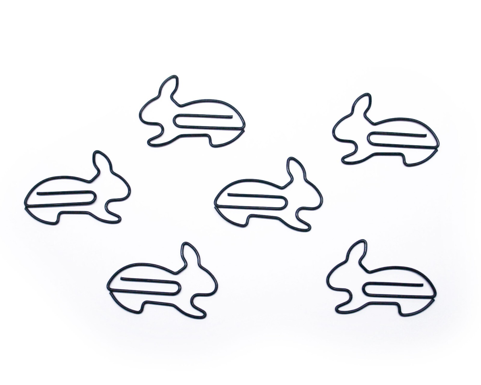 100 Count Bag Shaped Paper Clips Black Rabbit Clips by Butler in the Home