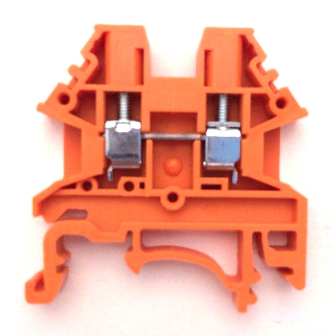 DIN Rail Terminal Blocks 10 Quantity DK2.5N-OR Orange Dinkle 12AWG 20A 600V