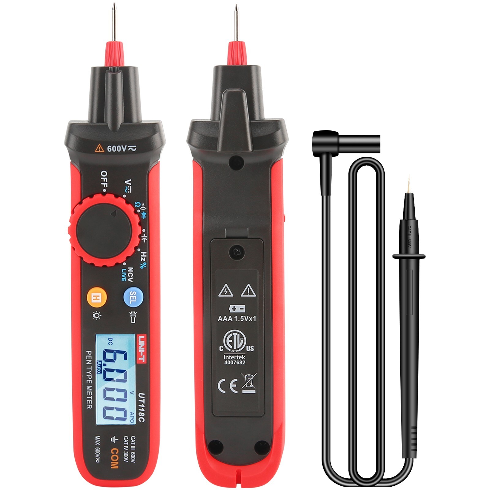 UNI-T UT118C Pen Type Digital Multimeter Volt Tester 6000Bits TRMS NCV/Live Test