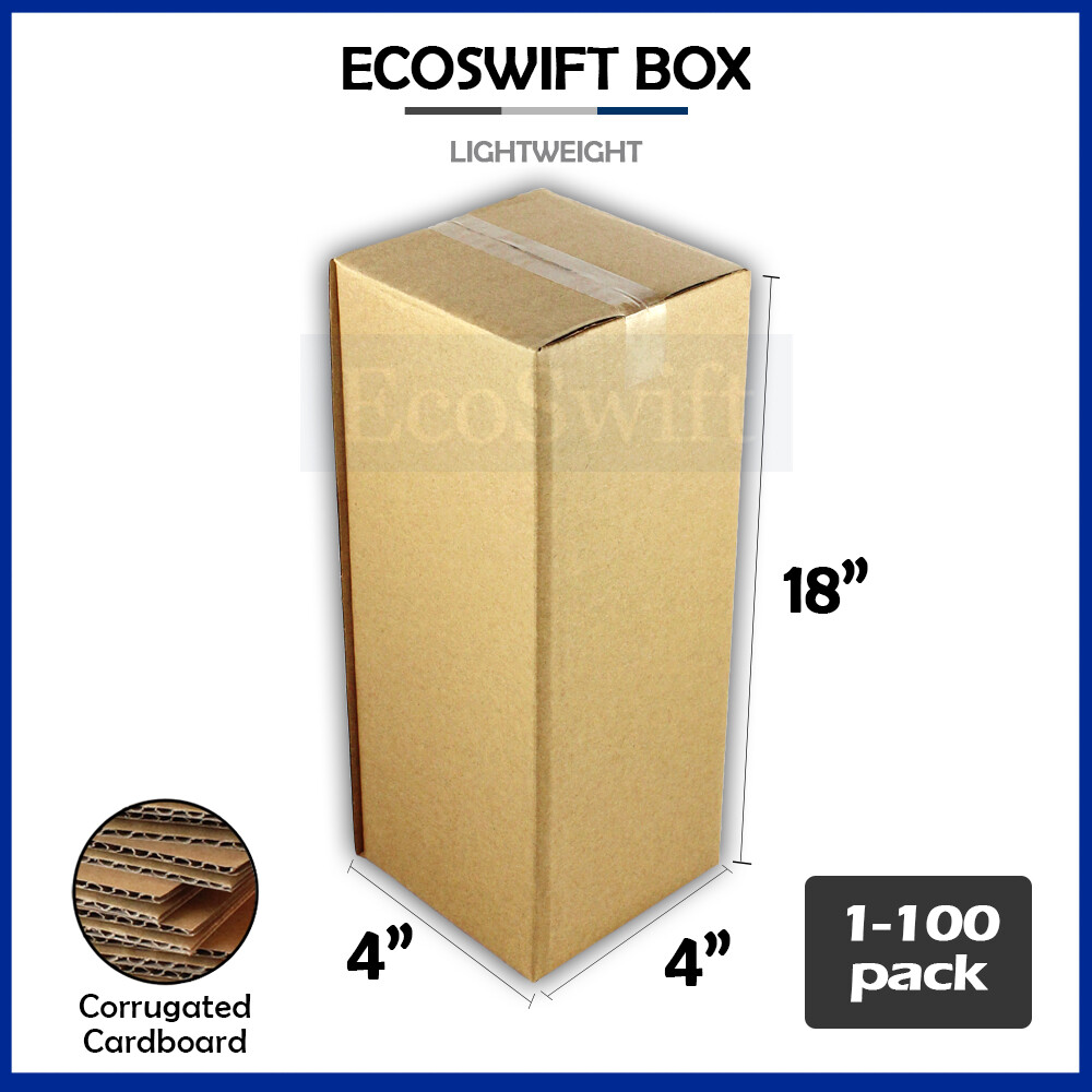 1-100 4x4x18 «EcoSwift» Cardboard Packing Mailing Tall Long Shipping Box Cartons
