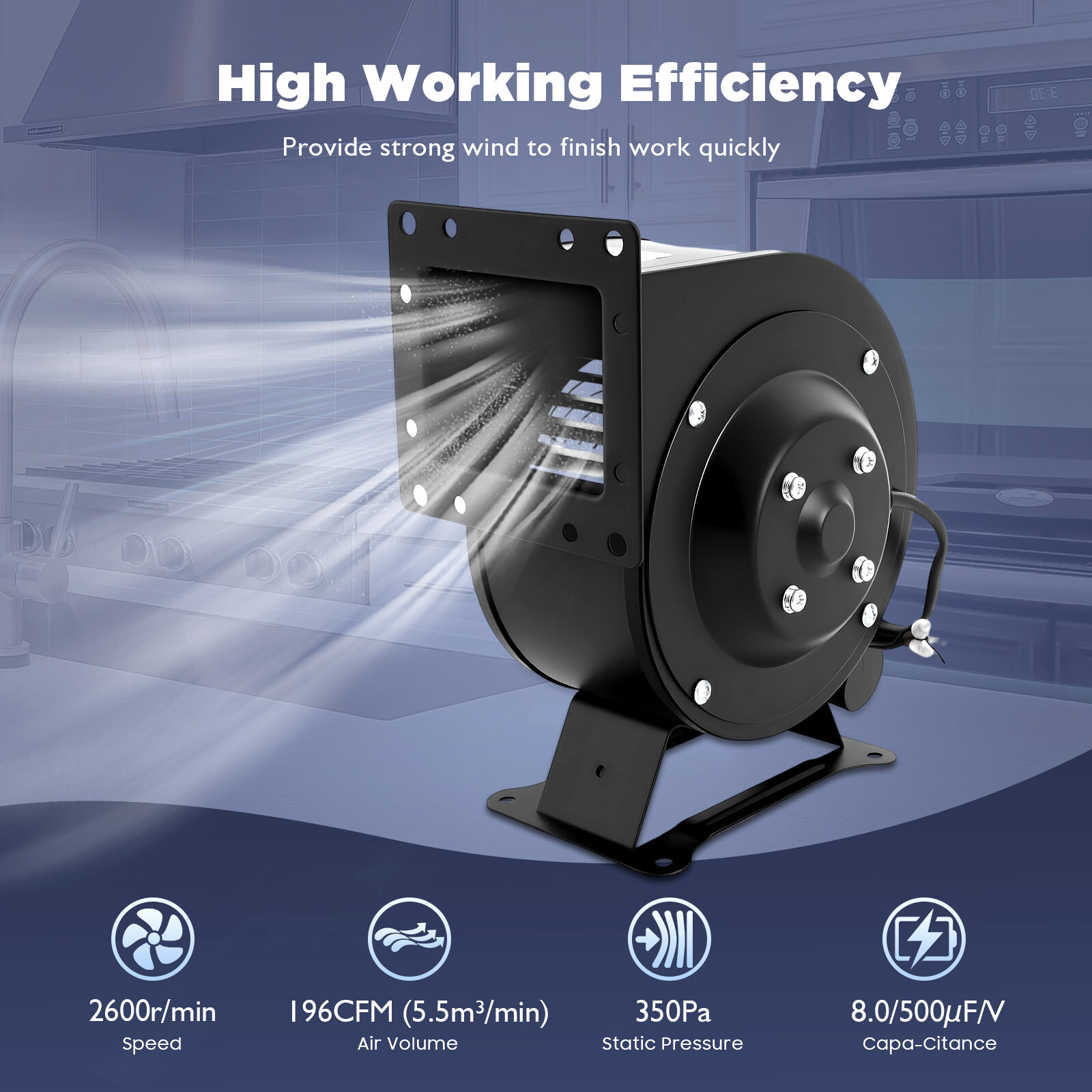 Small Centrifugal 196CFM Flange Blower Fan 2600r/min 110V 120W Durable Equipment