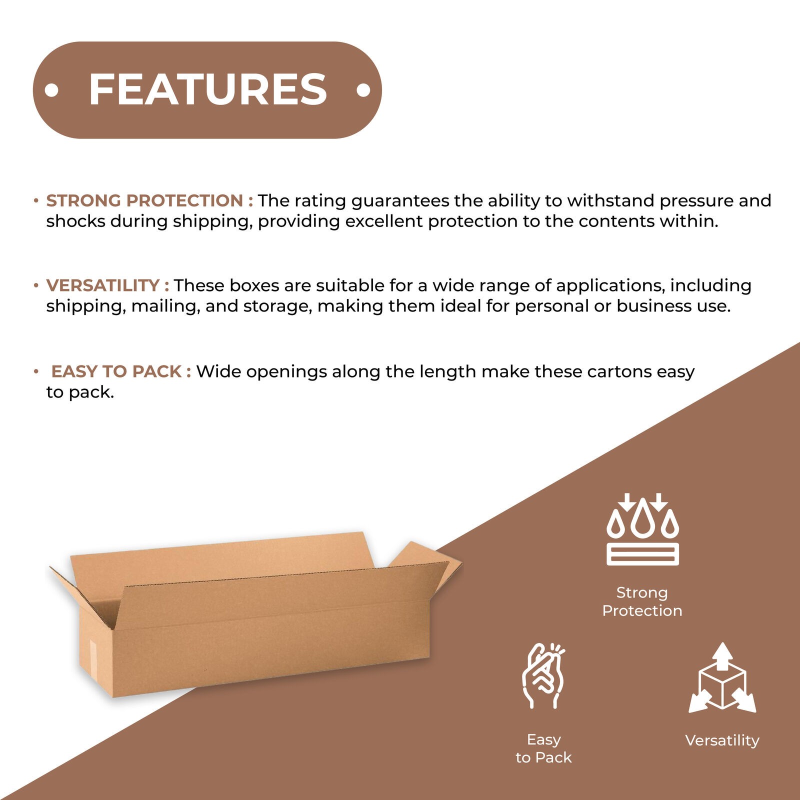 40 x 6 x 6″ Long Corrugated Boxes, ECT-32 Brown Shipping/Moving Boxes 25/Bundle