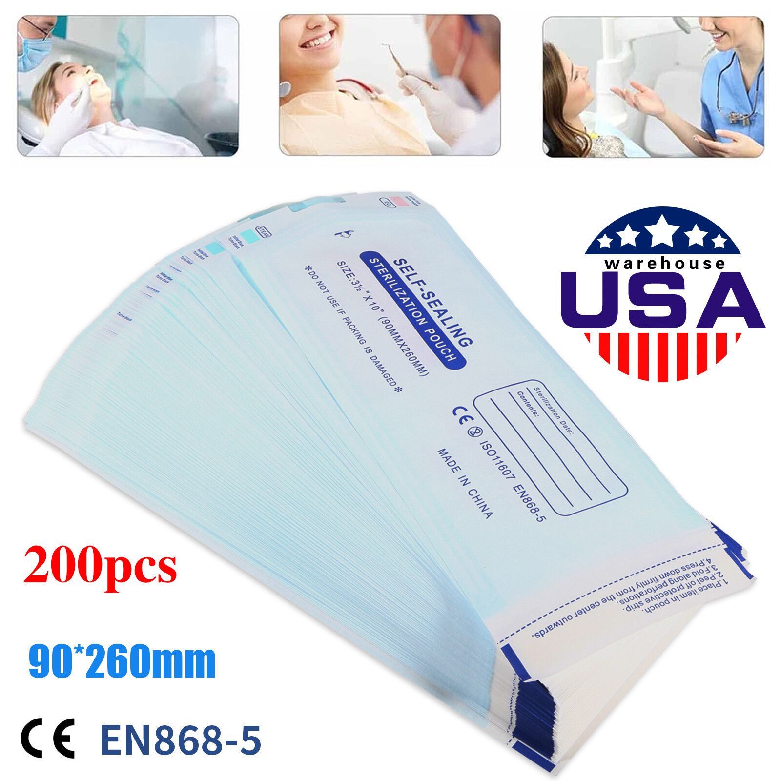 Up to 7000 Sterilization Pouches 3.5 «x 10 » Dental Medical Self Seal Pouch Bags
