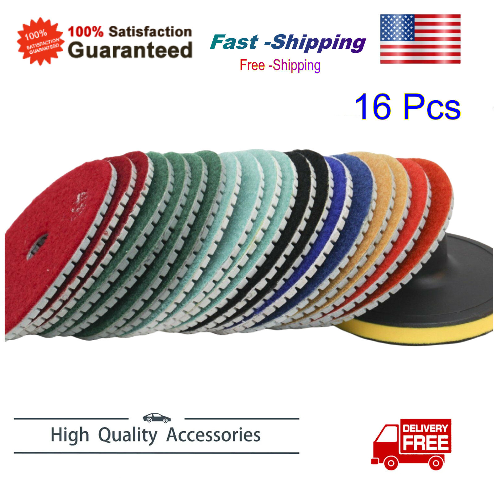 16pc Diamond Wet Polishing Pad 4inch Pad for Granite Stone Concrete Marble Floor