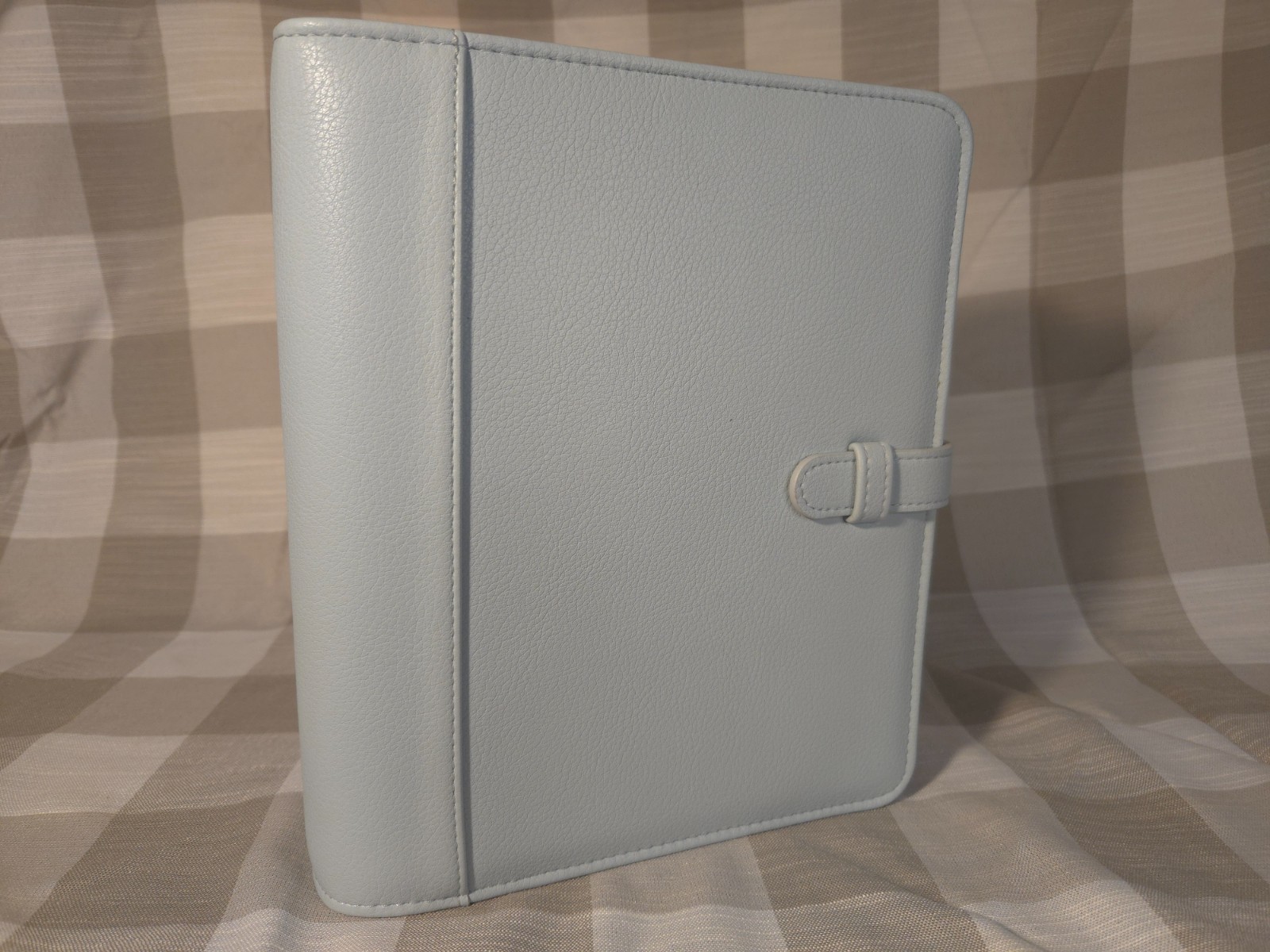 LIGHT BLUE STRAP-CLOSURE FRANKLIN PLANNER 7-RING FAUX LEATHER MINT CONDITION