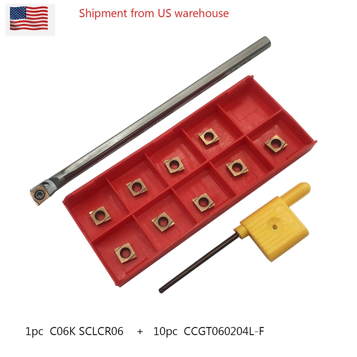 SOLID CARBIDE C06K-SCLCR06 INDEXABLE LATHE BORING BAR 6 MM SHANK + CCGT060204L-F