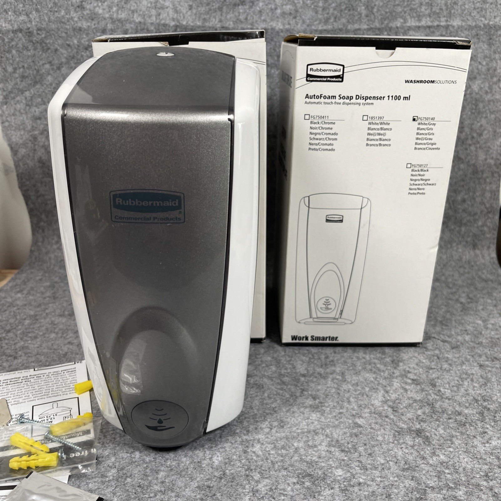 Rubbermaid AutoFoam Dispenser FG750140 White/Grey Color New Lot Of 2