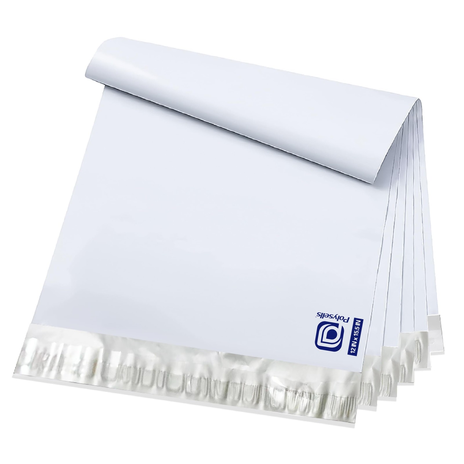 POLYSELLS 100 pcs 12×15.5 Inches White x Silver Poly Mailers Shipping Envelo…