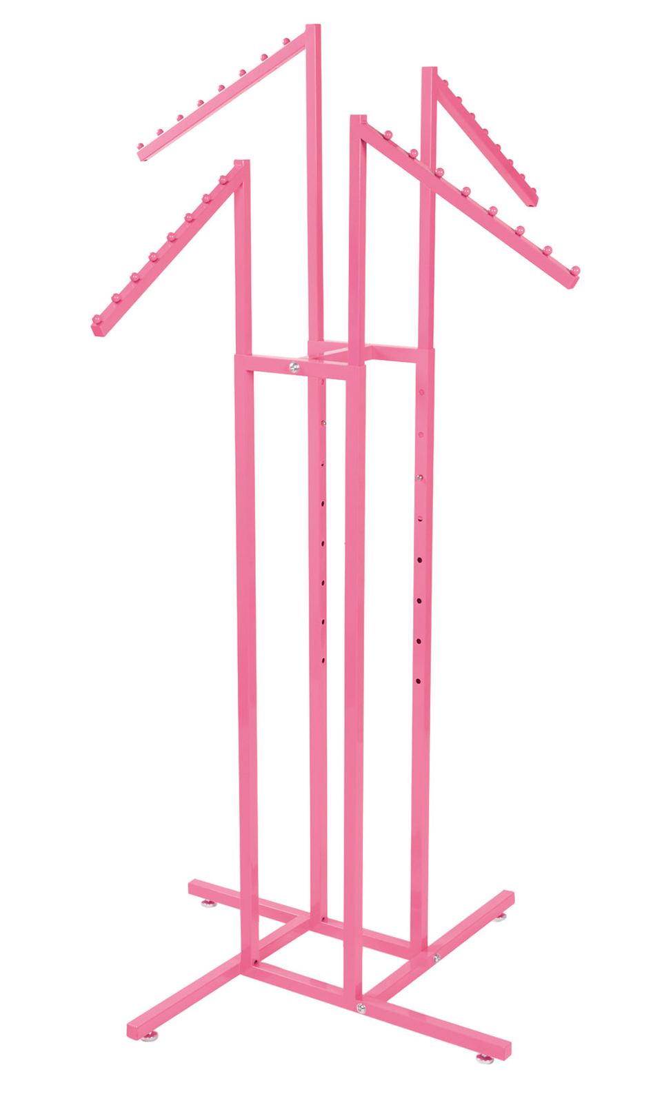SSWBasics Hot Pink 4-Way Slanted Arm Clothing Display Rack – Durable Retail