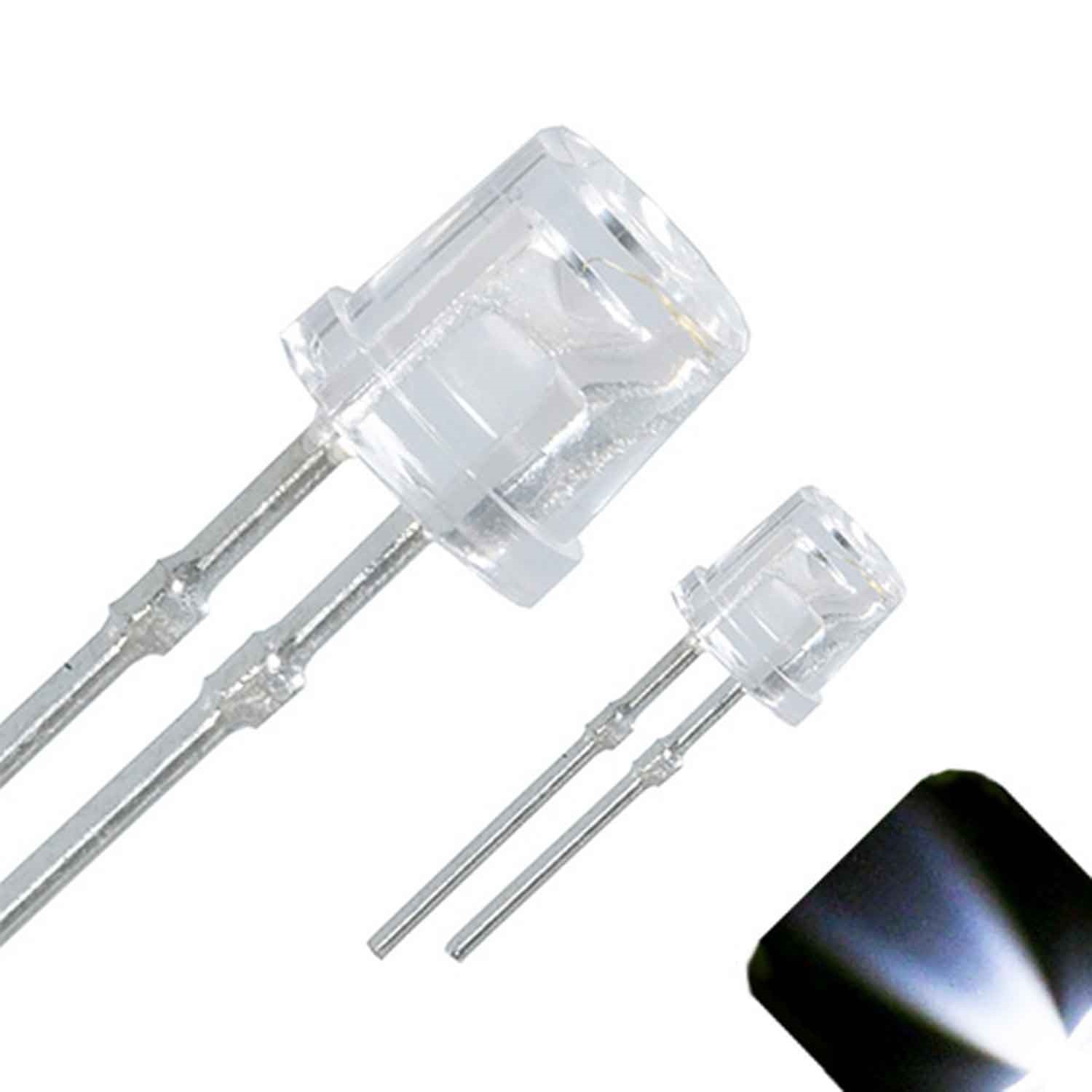 10 x LED 3mm Clear Cool White Ultra Bright Flat Top Wide Angle LEDs Light Car
