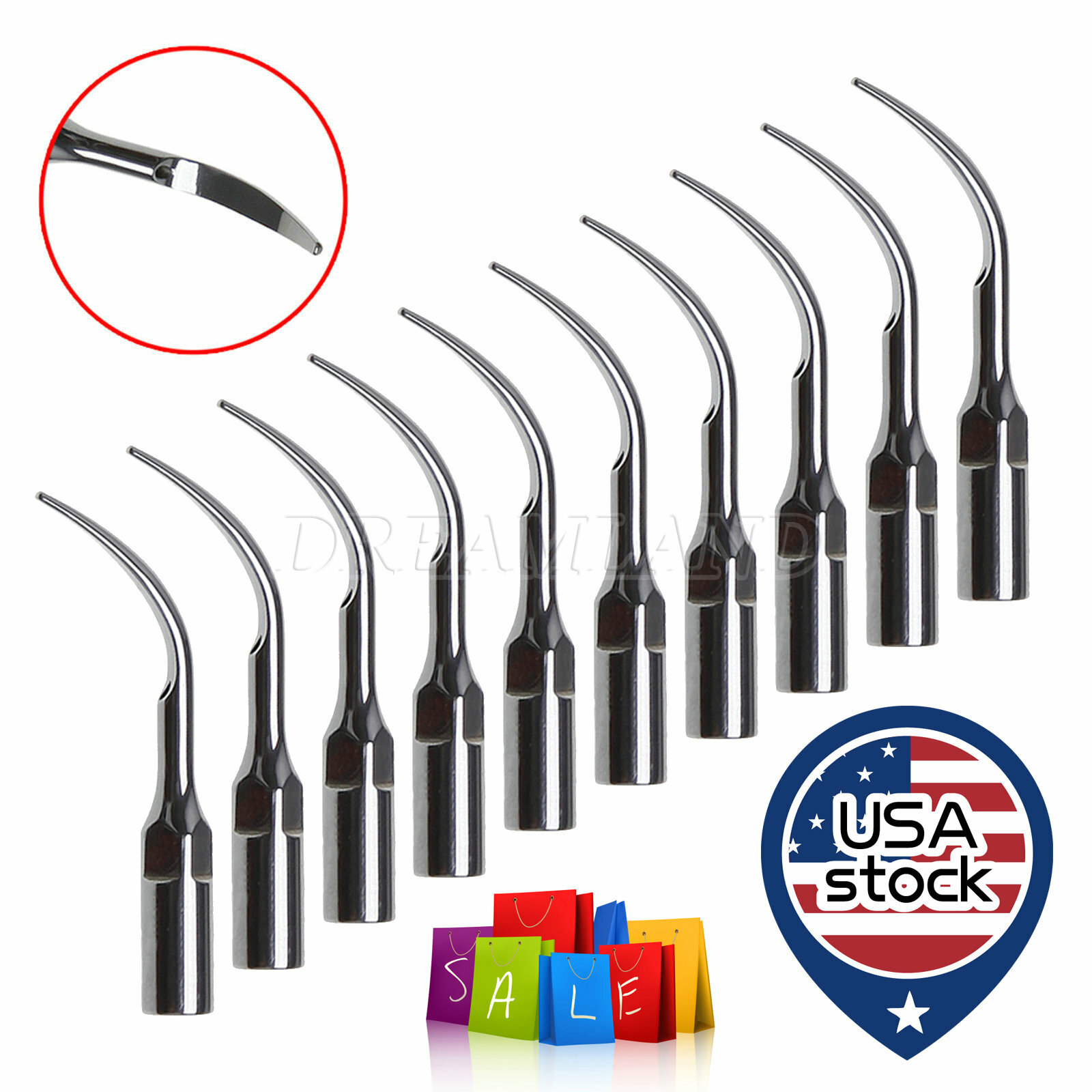 10x Dental Ultrasonic Piezo Scaler Tips Fit Woodpecker EMS Cavitron Handpiece
