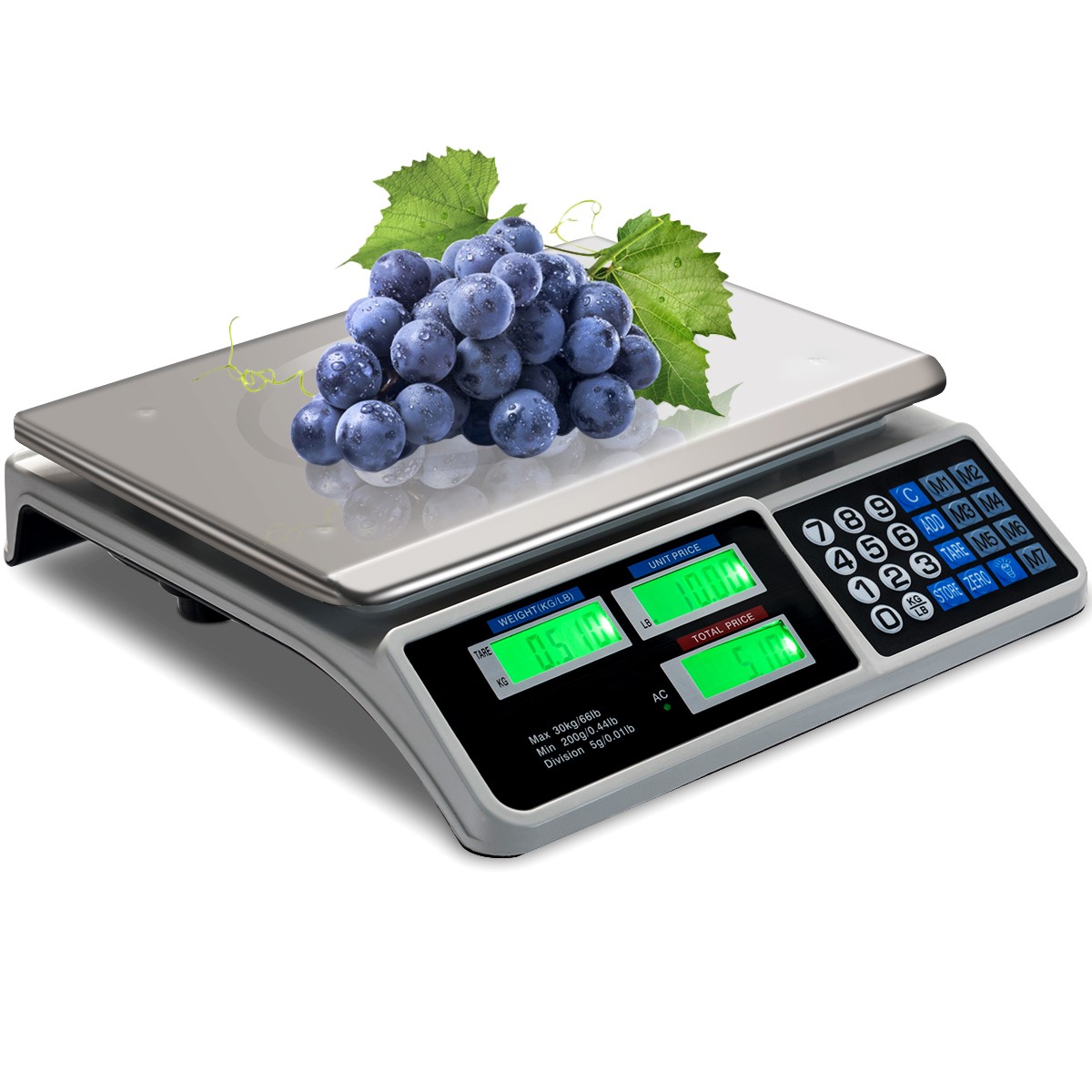 66Lbs Digital Weight Scale Price Computing Retail Count Scale Food Meat Scales