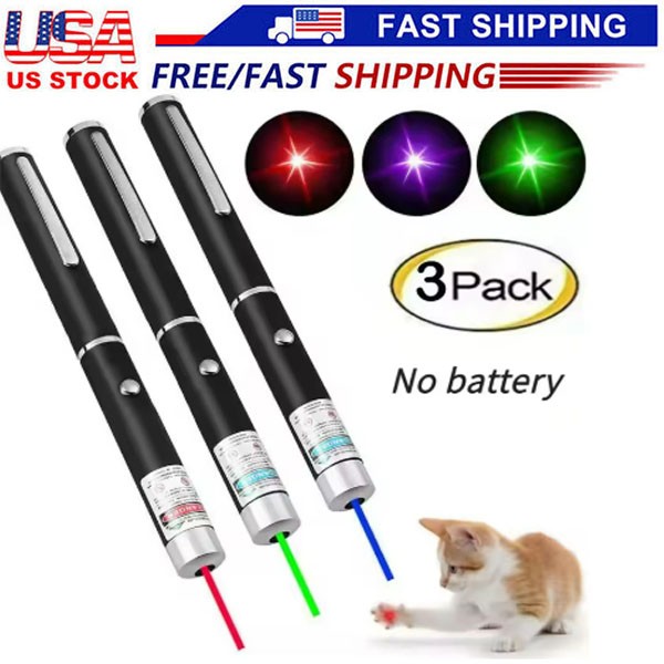 3 Packs Color 900Mile Laser Pointer Pen Green Blue Red Light Visible Beam Laze