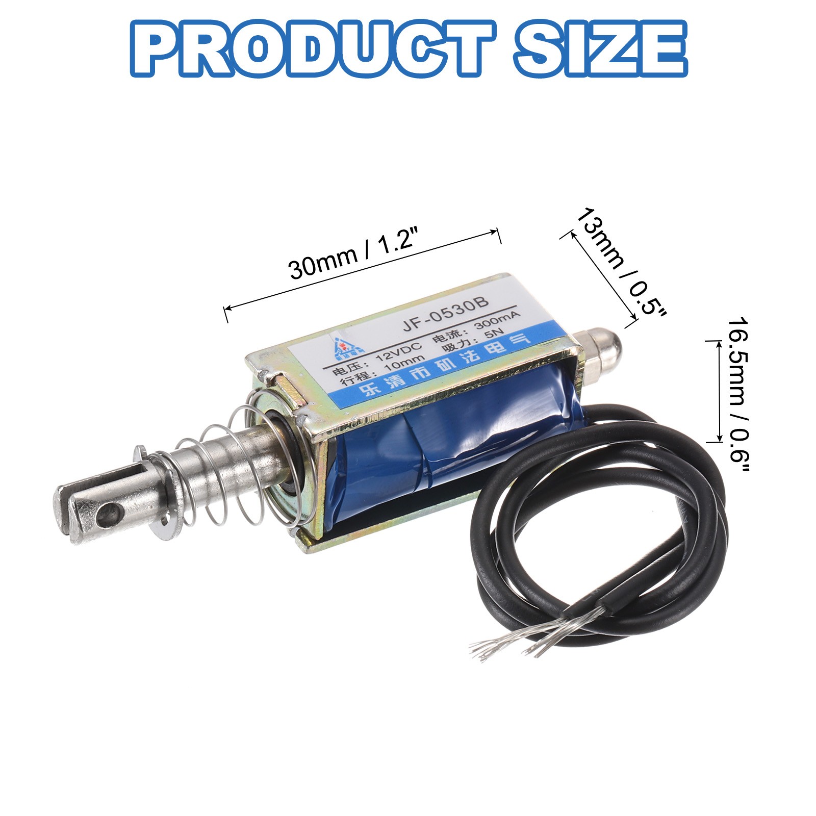 DC 12V 0.3A Solenoid Electromagnet Push Pull Type 5N 10mm Open Frame JF-0530B