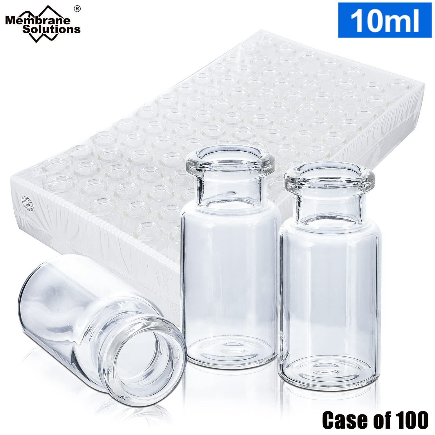 1000PCS 10ml Headspace Vials Clear Glass Bottle 20mm Crimp top Flat Bottom HPLC