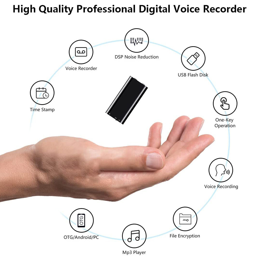 96 Hours Digital Voice Activated Audio Recorder Hidden Mini Audio MP3 Player US