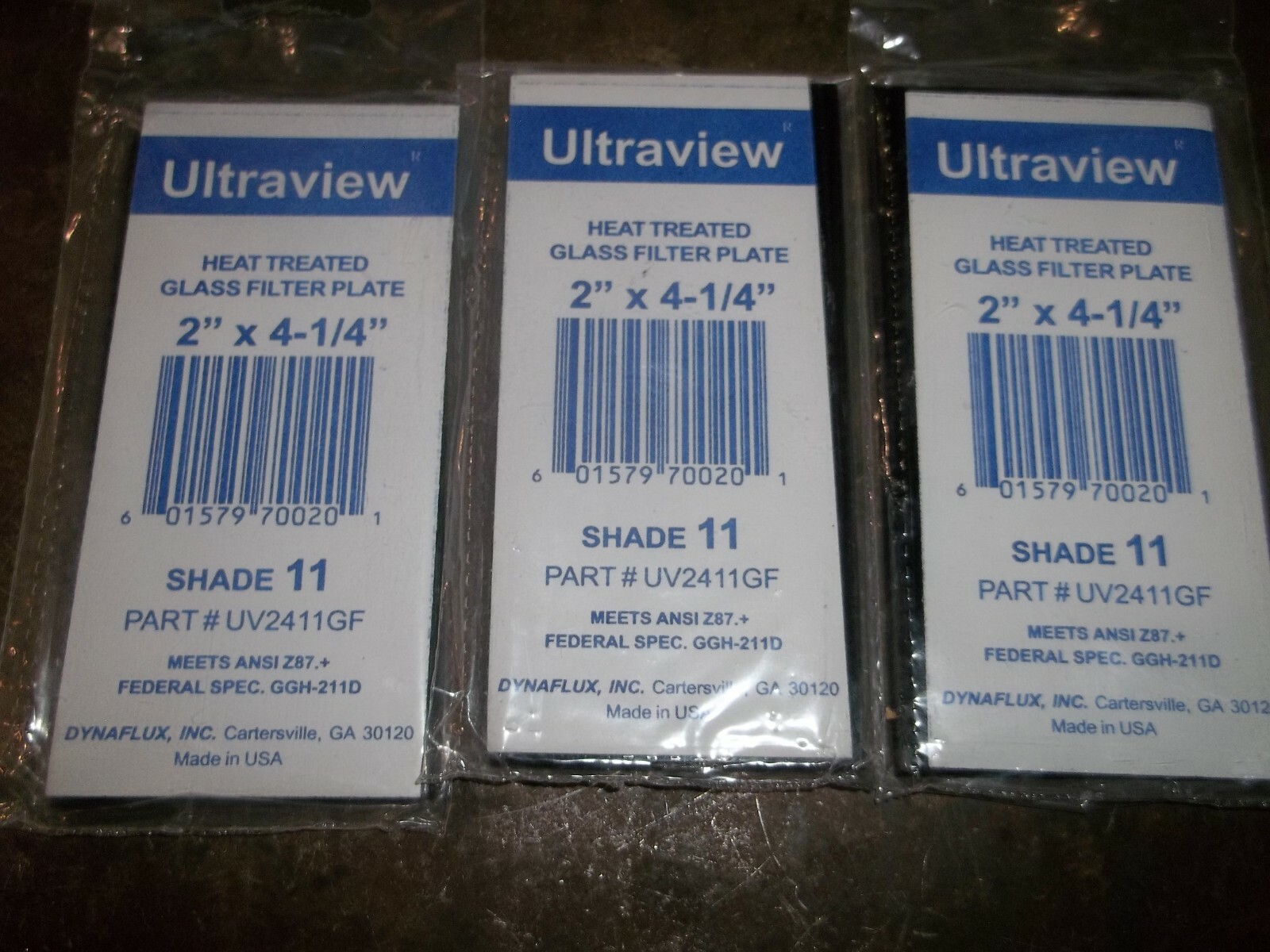 LOT OF 3 DYNAFLUX UV2411GF SHADE 11 HEAT TREATED GLASS FILTER PLATE (BIN137)