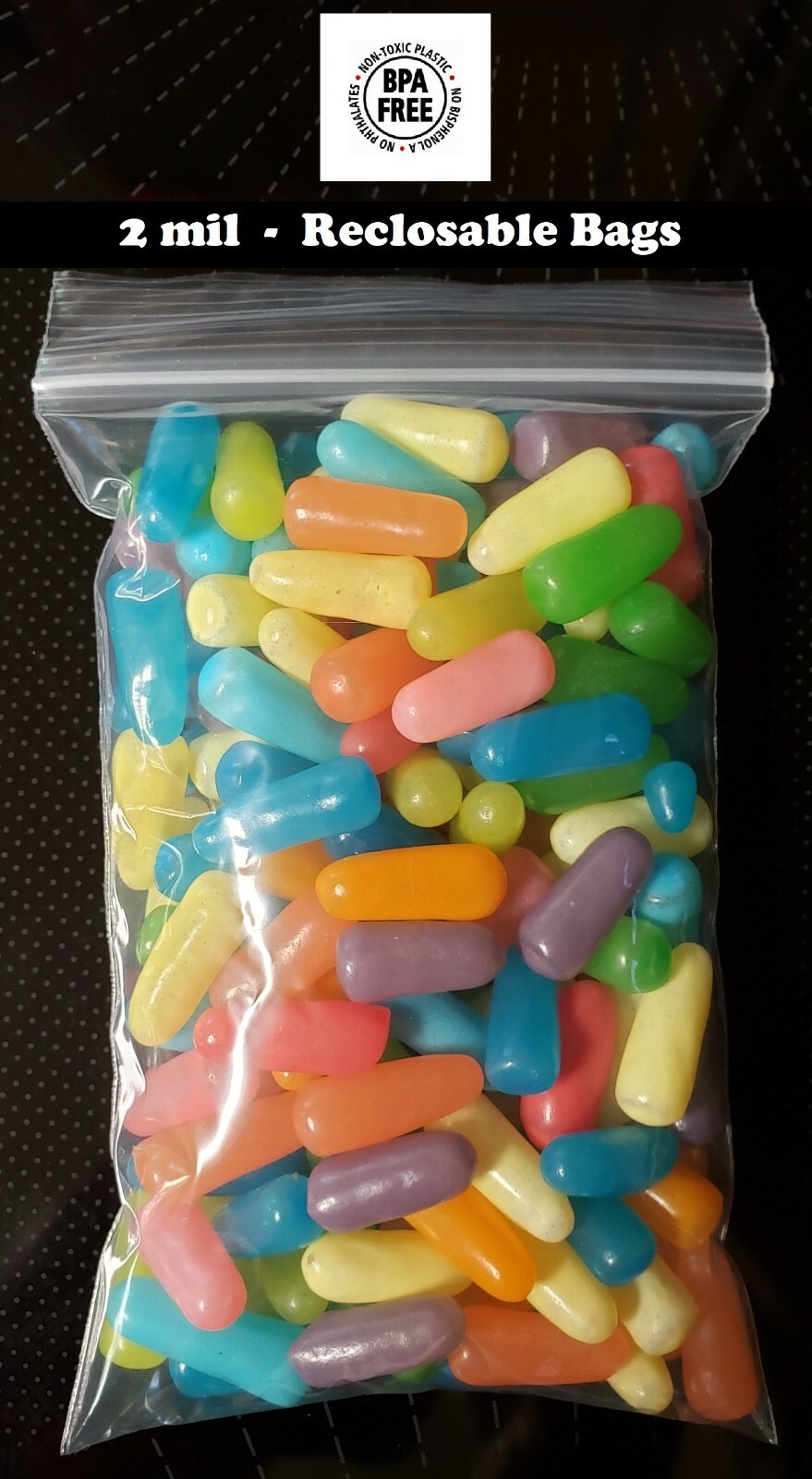 Clear Plastic Reclosable Zipper Baggies 2mil Top Lock Zip Seal Bags Candy Snack