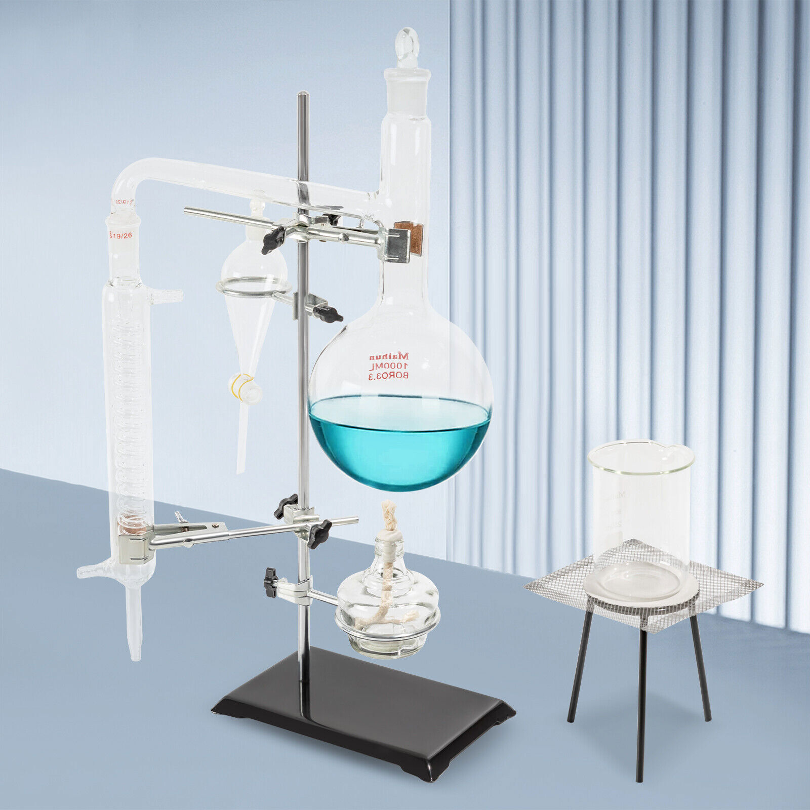1000ml Lab Distillation Apparatus Chemistry Essential Oil Distilling Glassware