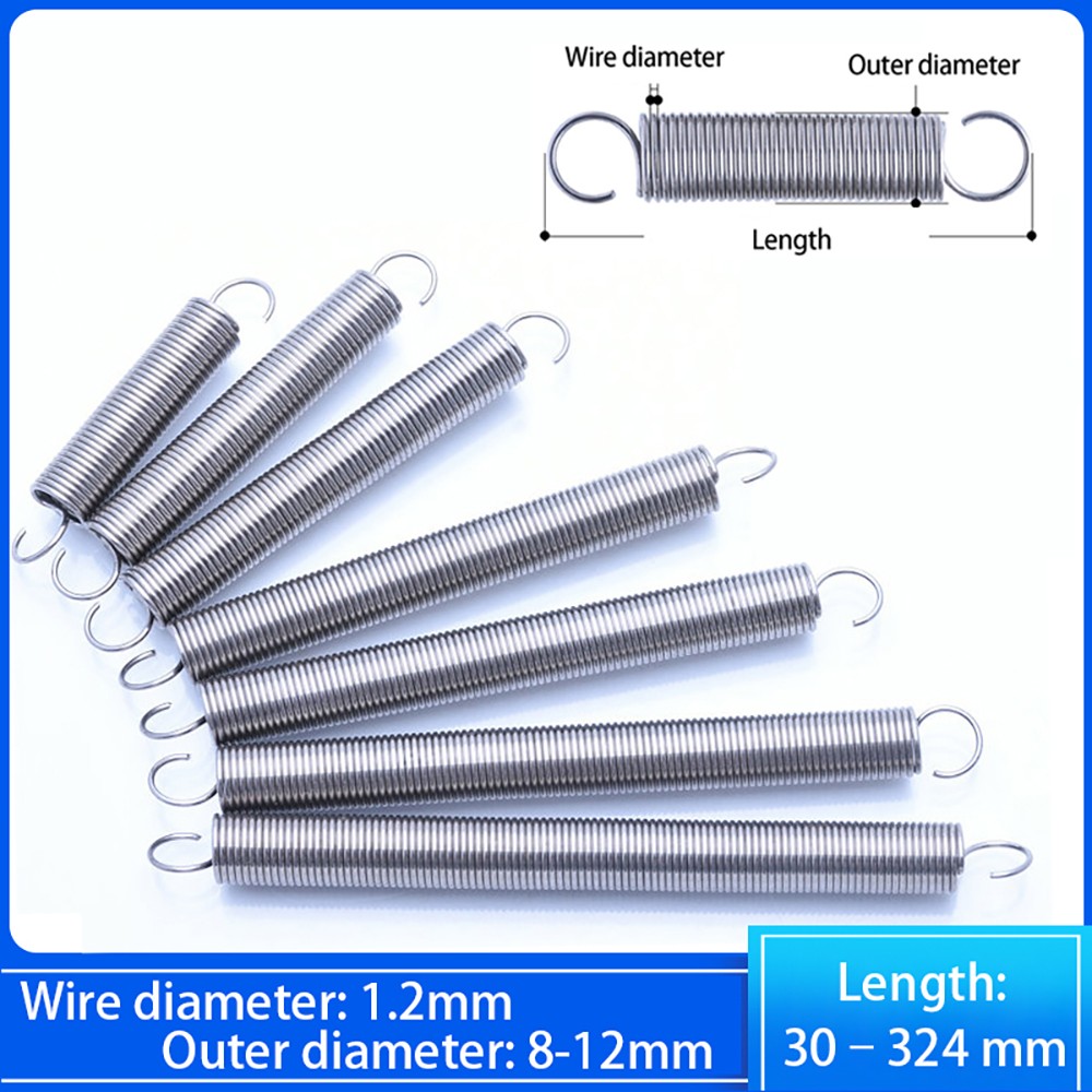 With Hook Extension Tension Spring Wire Dia 1.2 mm Stainless Steel Various Sizes