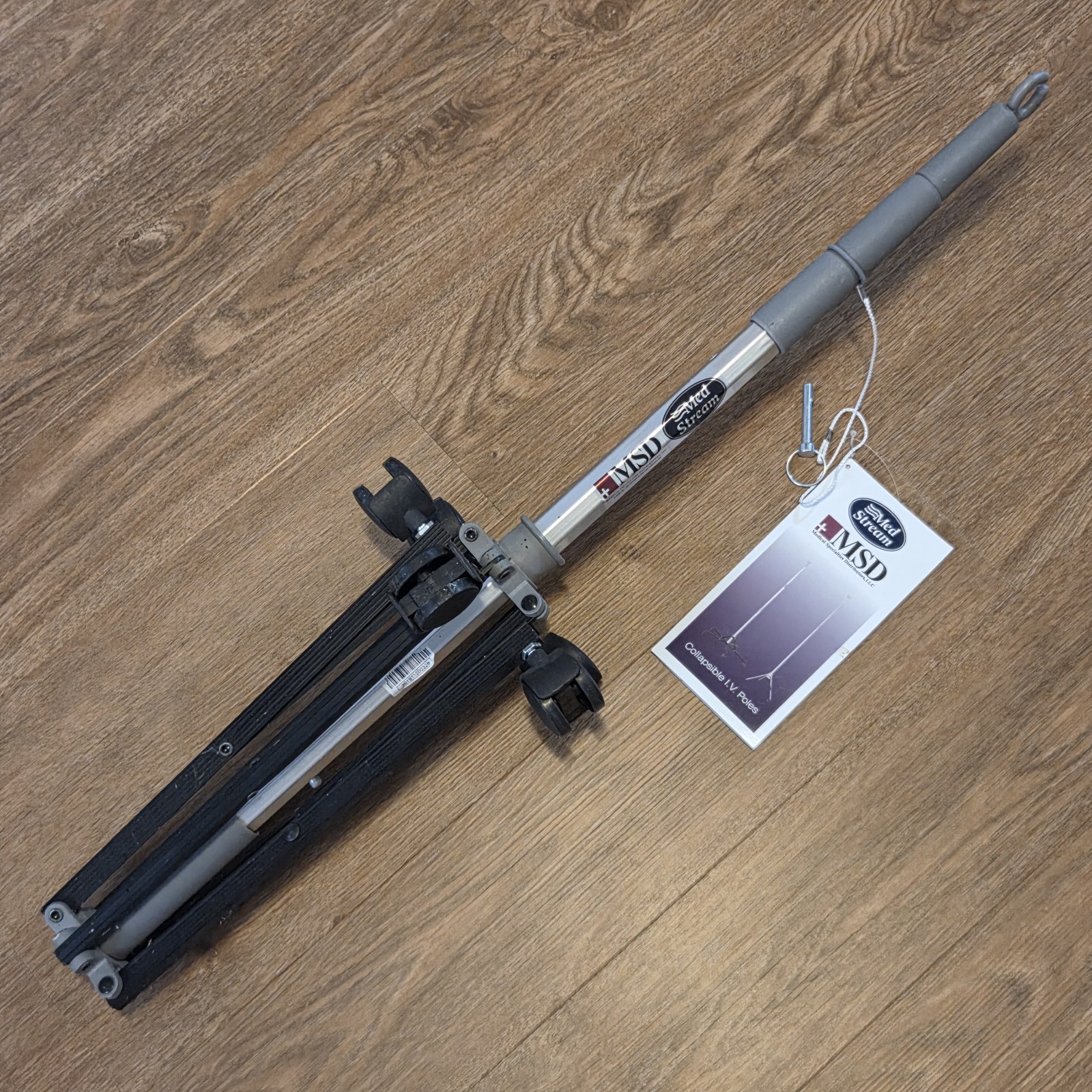 MSD Med Stream Aluminum Collapsible IV Pole Floor Wheels Stand