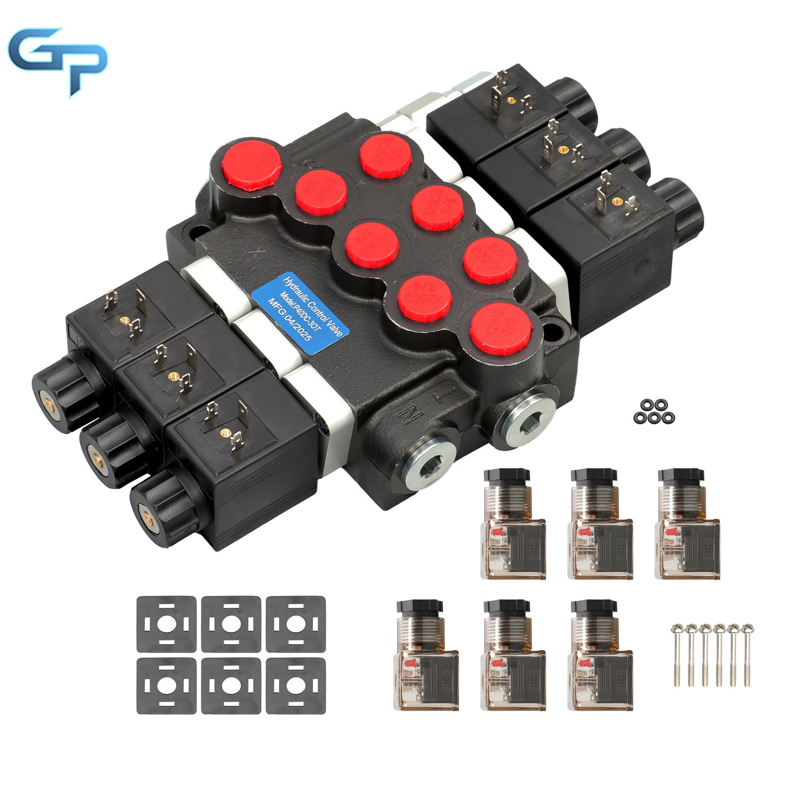 Hydraulic Control Valve Double Acting 13 GPM 3600PSI 3Spool Solenoid 12V DC